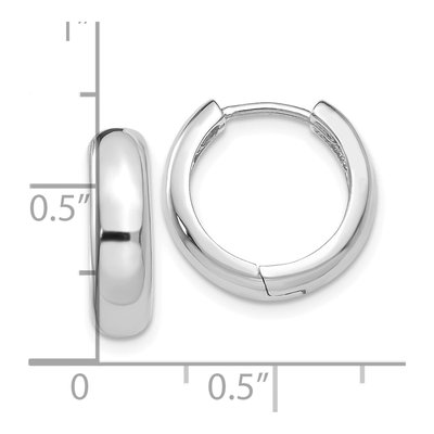 14K White Gold 15mm Round Huggie Hoop Earrings – view 4