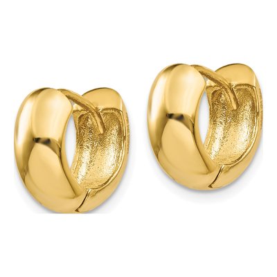 14K Yellow Gold 7mm Huggie Hoop Earrings – view 3