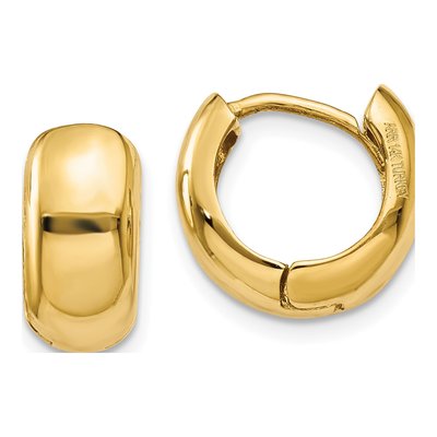 14K Yellow Gold 7mm Huggie Hoop Earrings