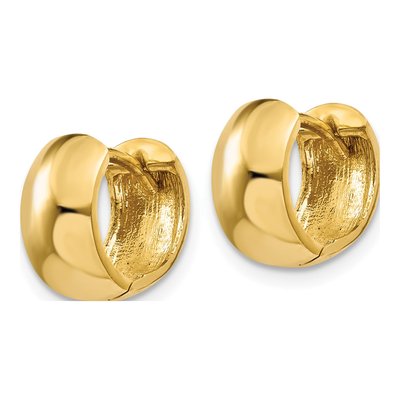 14K Yellow Gold 9.75mm Round Huggie Hoop Earrings – view 2