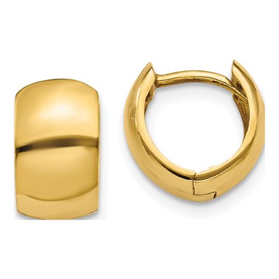 14K Yellow Gold 9.75mm Round Huggie Hoop Earrings