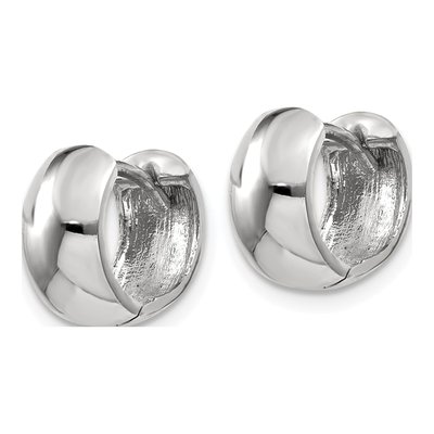 14K White Gold 9.75mm Huggie Hoop Earrings – view 3