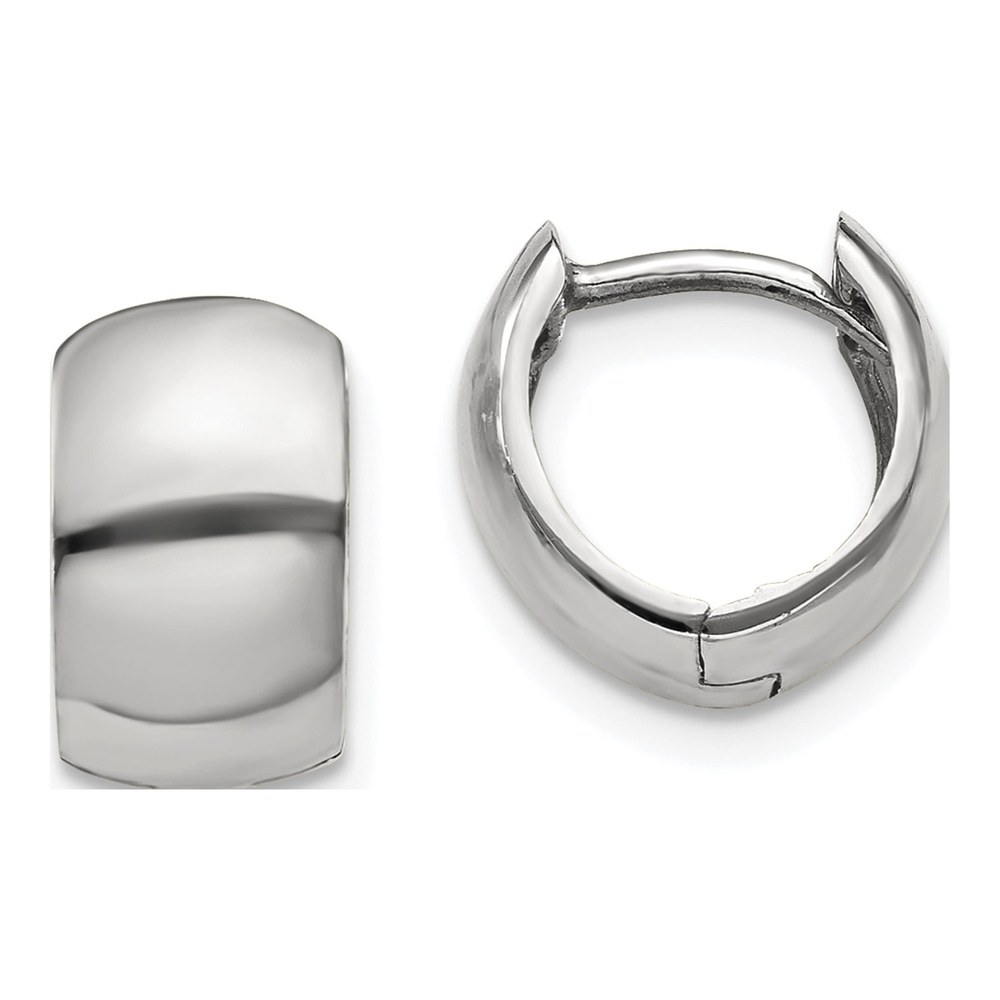 14K White Gold 9.75mm Huggie Hoop Earrings