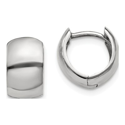 14K White Gold 9.75mm Huggie Hoop Earrings