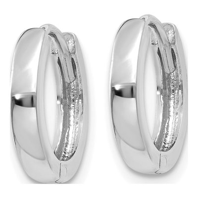 14K White Gold 11mm Round Huggie Hoop Earrings – view 3