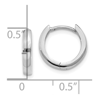 14K White Gold 11mm Round Huggie Hoop Earrings – view 5