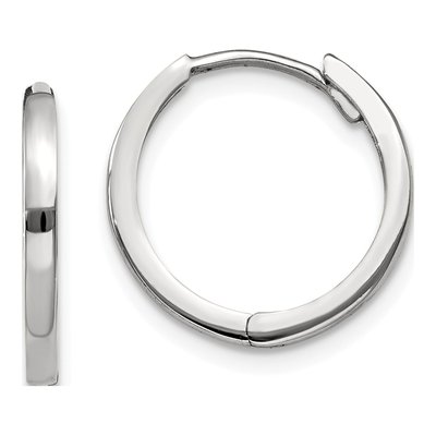 14K White Gold 11mm Huggie Hoop Earrings