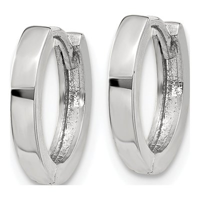14K White Gold 8mm Huggie Hoop Earrings – view 3