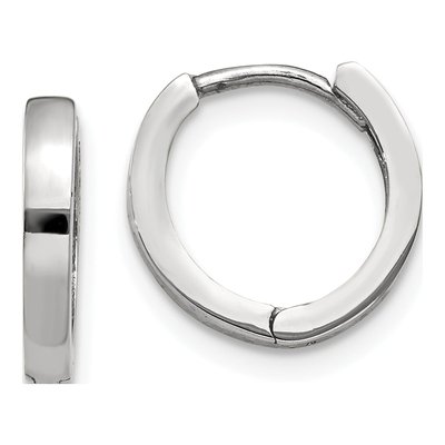 14K White Gold 8mm Huggie Hoop Earrings