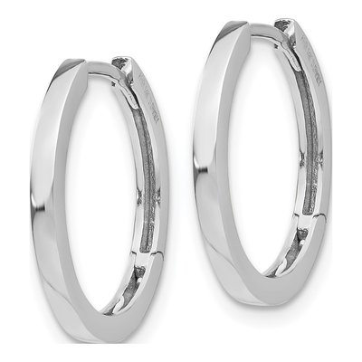 14K White Gold 18mm Huggie Hoop Earrings – view 3