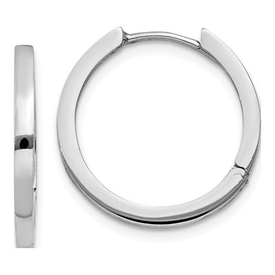 14K White Gold 18mm Huggie Hoop Earrings