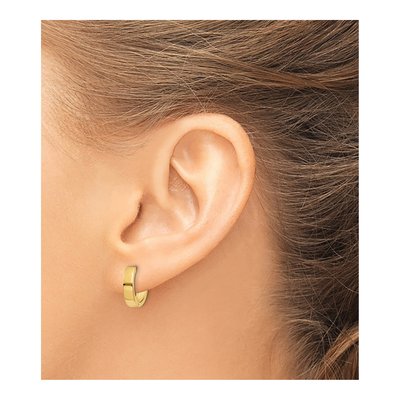 14K Yellow Gold 13mm Huggie Hoop Earrings – view 4