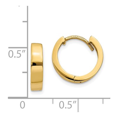 14K Yellow Gold 13mm Huggie Hoop Earrings – view 5