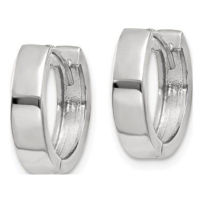14K White Gold 13mm Round Huggie Hoop Earrings – view 2