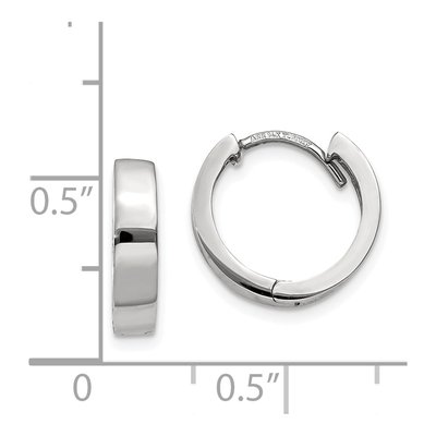 14K White Gold 13mm Round Huggie Hoop Earrings – view 4