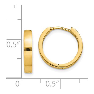 14K Yellow Gold 15mm Huggie Hoop Earrings – view 5