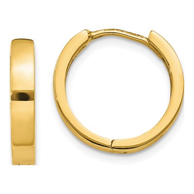 14K Yellow Gold 15mm Huggie Hoop Earrings
