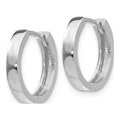 14K White Gold 15mm Huggie Hoop Earrings – view 3