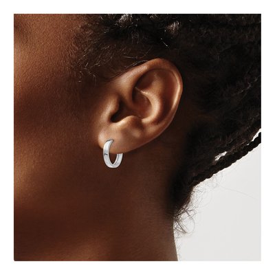 14K White Gold 15mm Huggie Hoop Earrings – view 4