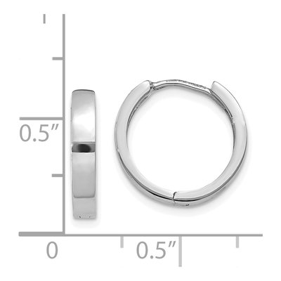14K White Gold 15mm Huggie Hoop Earrings – view 5
