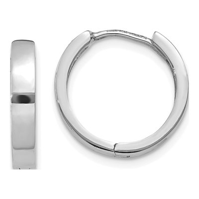 14K White Gold 15mm Huggie Hoop Earrings