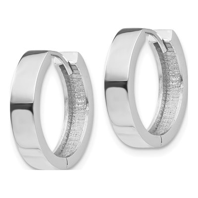 14K White Gold 14mm Round Huggie Hoop Earrings – view 3