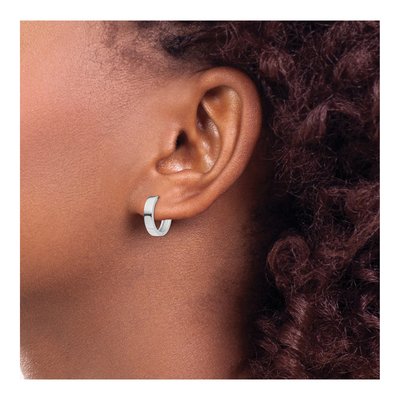 14K White Gold 14mm Round Huggie Hoop Earrings – view 4