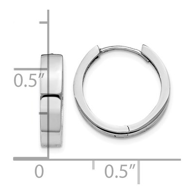 14K White Gold 14mm Round Huggie Hoop Earrings – view 5