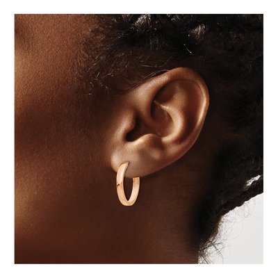 14K Rose Gold 18mm Huggie Hoop Earrings – view 3