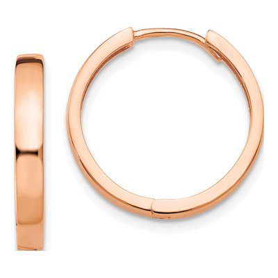 14K Rose Gold 18mm Huggie Hoop Earrings