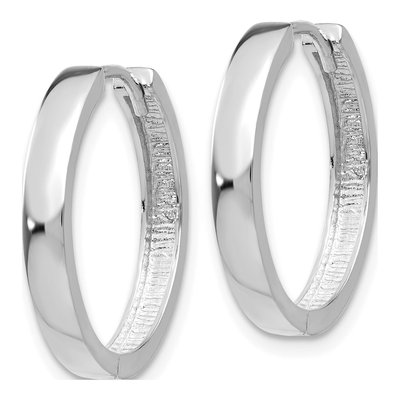 14K White Gold 18mm Huggie Hoop Earrings – view 3