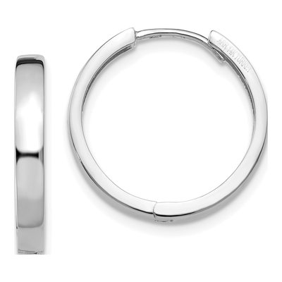 14K White Gold 18mm Huggie Hoop Earrings