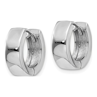 14K White Gold 13mm Huggie Hoop Earrings – view 3