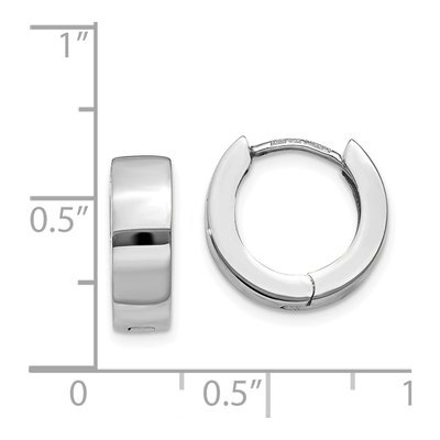 14K White Gold 13mm Huggie Hoop Earrings – view 5