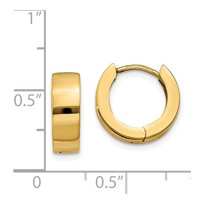 14K Yellow Gold 13mm Huggie Hoop Earrings – view 5
