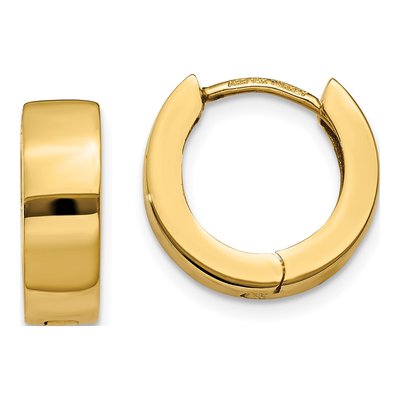 14K Yellow Gold 13mm Huggie Hoop Earrings