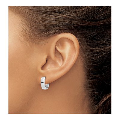 14K White Gold 11mm Huggie Hoop Earrings – view 4