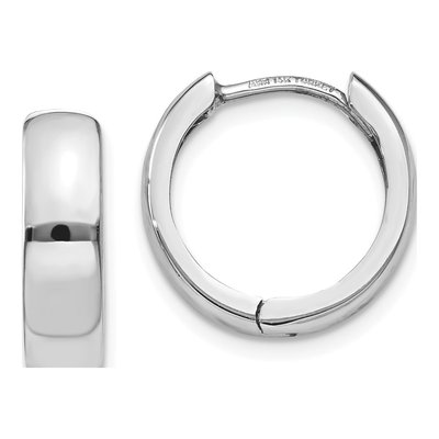 14K White Gold 11mm Huggie Hoop Earrings