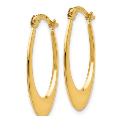 14K Yellow Gold 11mm Tapered Oval Hoop Earrings – view 3