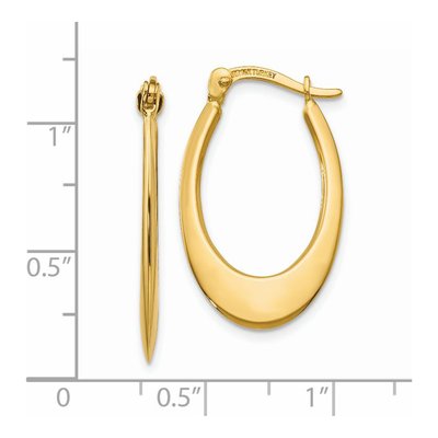 14K Yellow Gold 11mm Tapered Oval Hoop Earrings – view 5