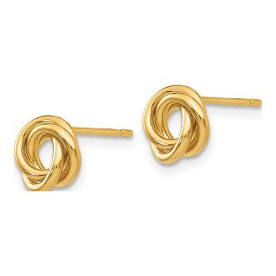 14K Yellow Gold Love Knot Button Stud Earrings – view 3
