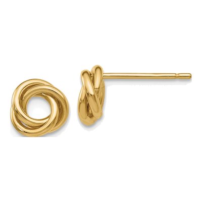 14K Yellow Gold Love Knot Button Stud Earrings