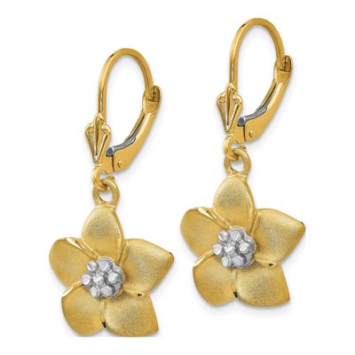14K Yellow Gold Plumeria Leverback Earrings – view 3