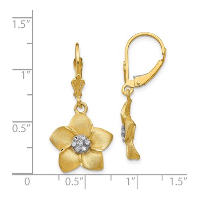 14K Yellow Gold Plumeria Leverback Earrings – view 5