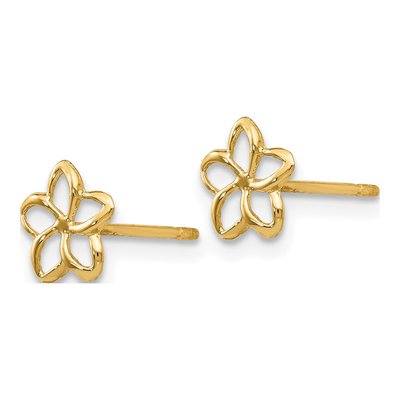 14K Yellow Gold Plumeria Stud Earrings – view 3