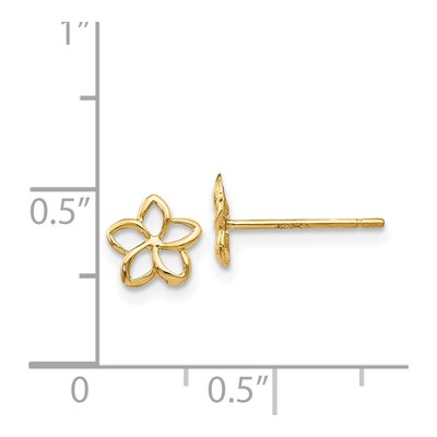 14K Yellow Gold Plumeria Stud Earrings – view 5