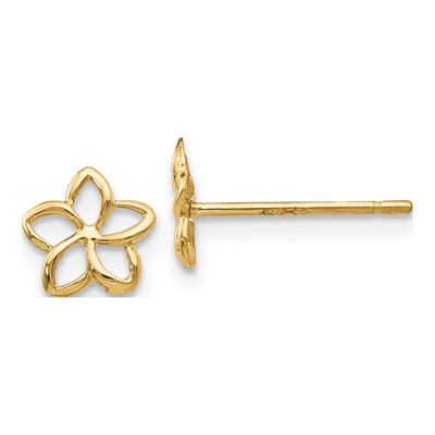 14K Yellow Gold Plumeria Stud Earrings