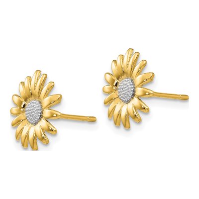 14K Yellow Gold Daisy Stud Earrings – view 3