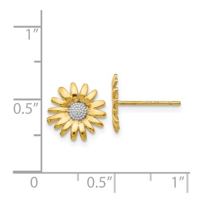 14K Yellow Gold Daisy Stud Earrings – view 5