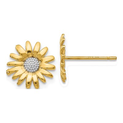 14K Yellow Gold Daisy Stud Earrings